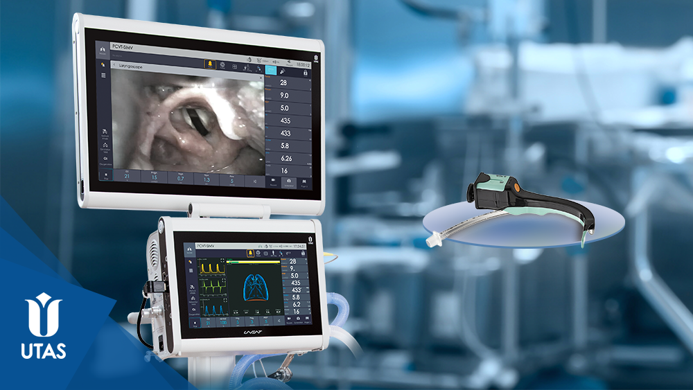 Integrated video laryngoscope vizualizationon additional HD-screen by UniScreen technology.
